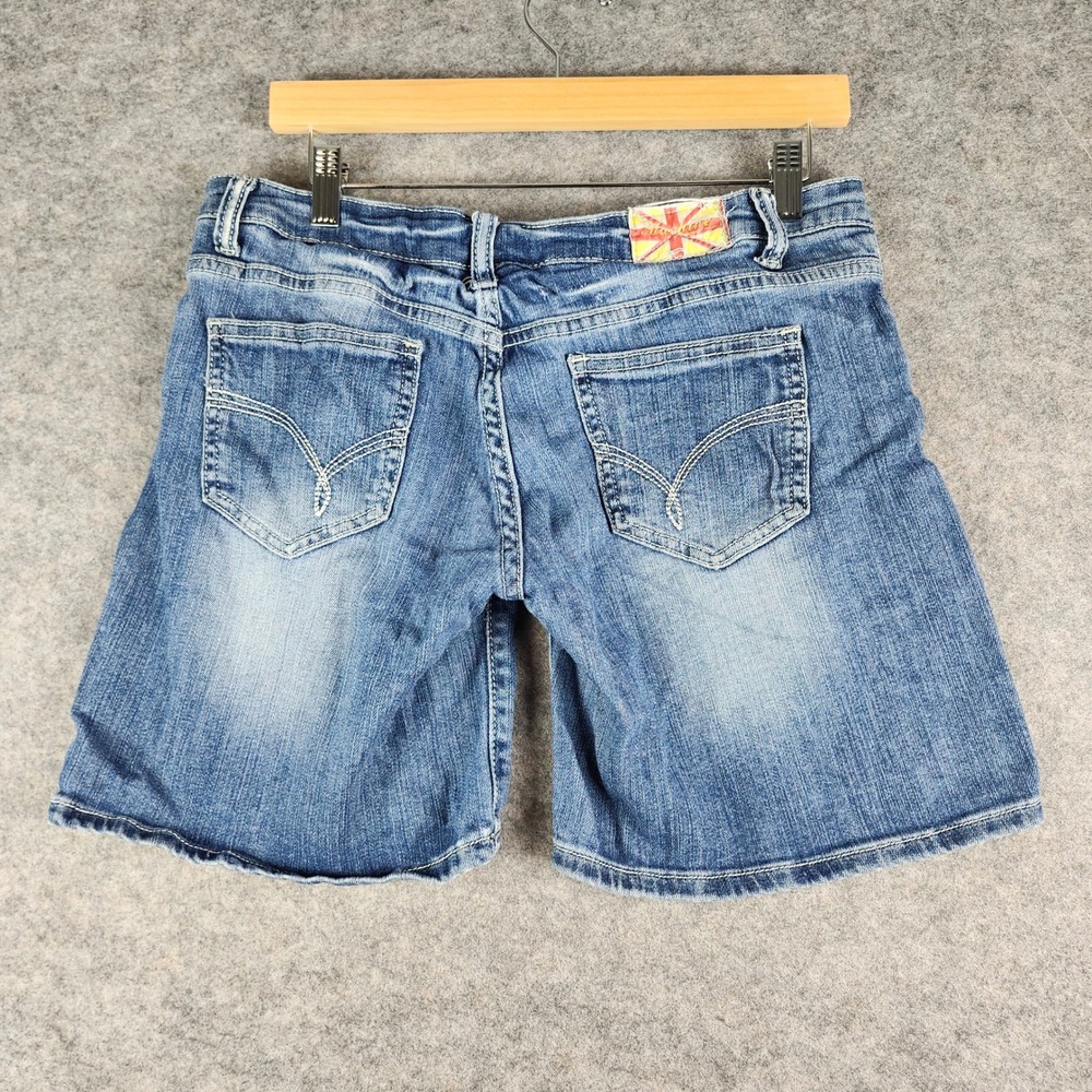 Machine Nouvelle Mode Denim Shorts Womens 30 Blue Distressed Ripped Bermuda 7 in - Picture 13 of 15